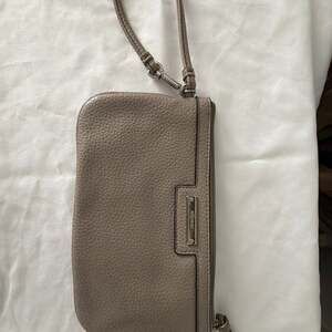 Nine West Taupe Pebbled Leather Wristlet with Leopard Print Lining